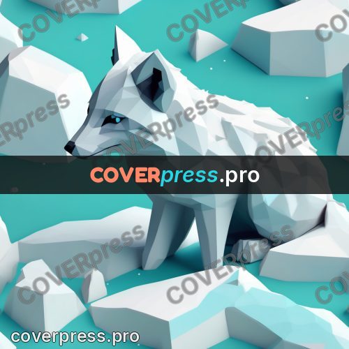 Polygon illustration: white arctic fox on ice