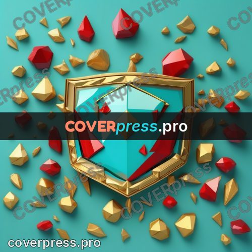 Polygon illustration: shield with a gold rim