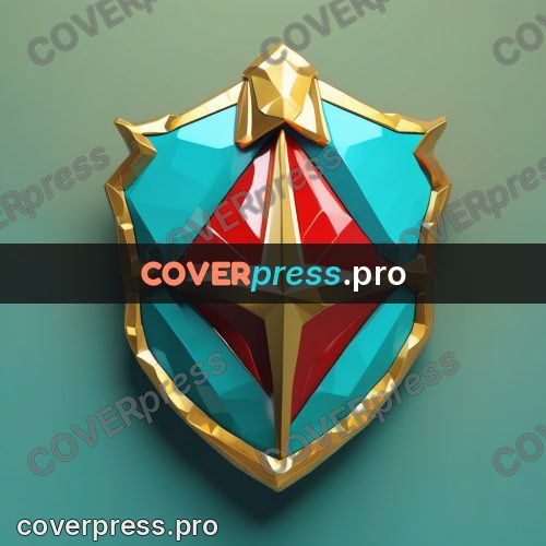 Polygon illustration: shield with a gold rim