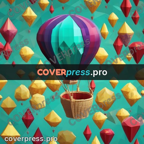 Polygon illustration: hot air balloon with a basket