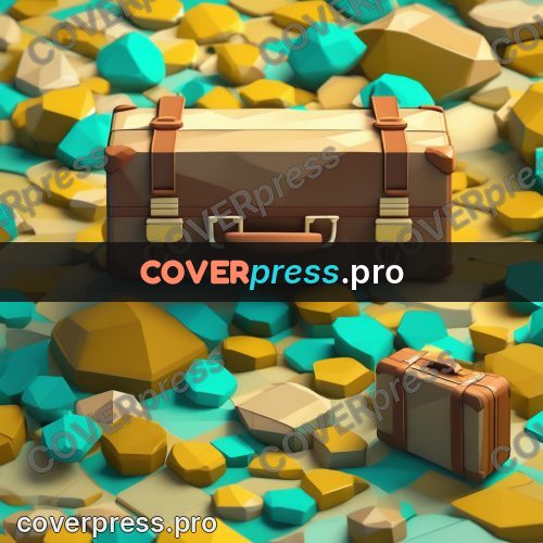 Polygon illustration: suitcase with straps and a handle