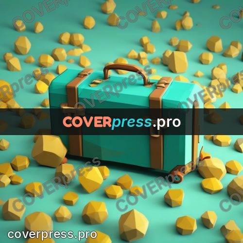 Polygon illustration: suitcase with straps and a handle