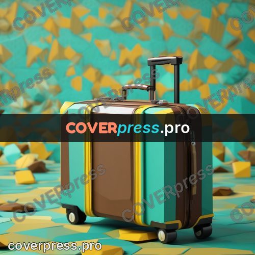 Polygon illustration: suitcase with straps and a handle