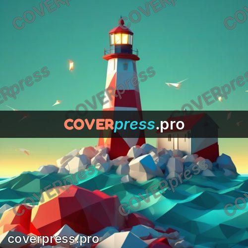 Polygon illustration: lighthouse with red stripes