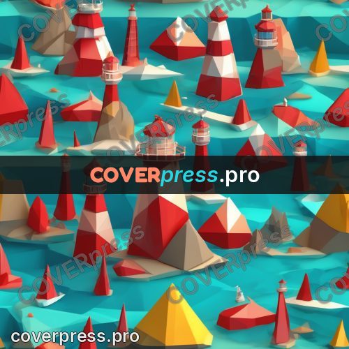 Polygon illustration: lighthouse with red stripes