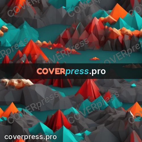 Polygon illustration: volcano with a fiery peak