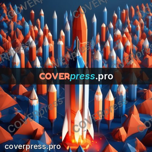 Polygon illustration: rocket with red stripes