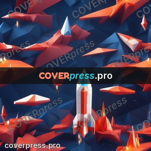 Polygon illustration: rocket with red stripes