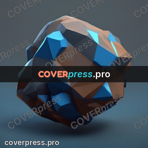 Polygon illustration: rocky asteroid on blue