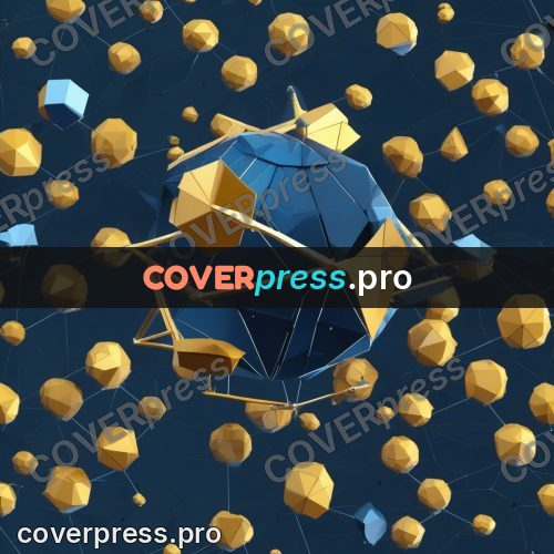 Polygon illustration: satellite with gold panels