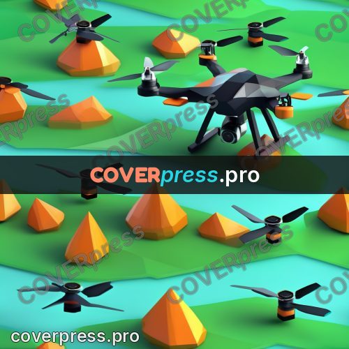 Polygon illustration: drone above green hills
