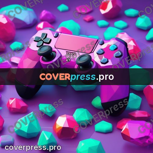 Polygon illustration: game controller on purple