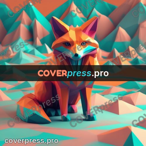 Polygon illustration: red fox among the hills