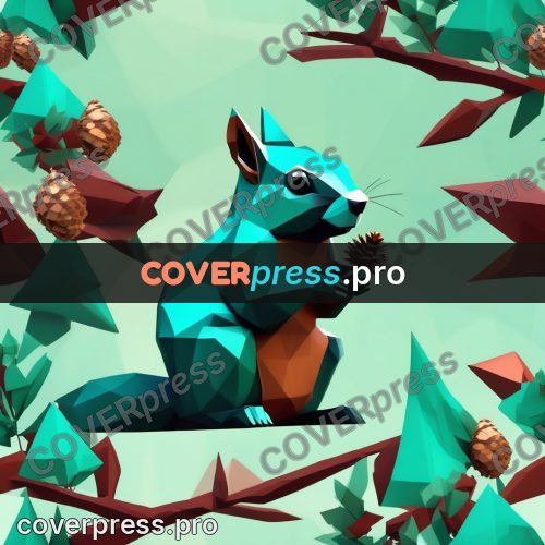 Polygon illustration: squirrel holding a pine cone