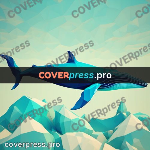 Polygon illustration: whale in turquoise water