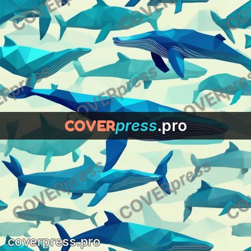 Polygon illustration: whale in turquoise water