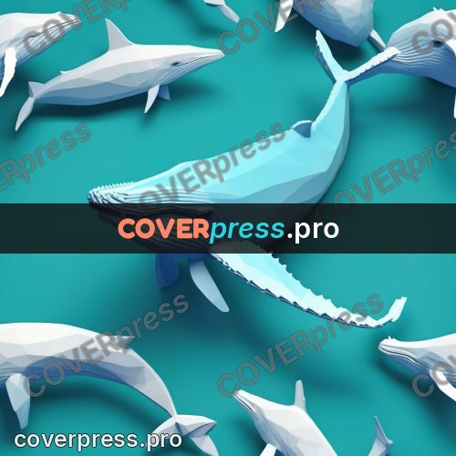 Polygon illustration: whale in turquoise water