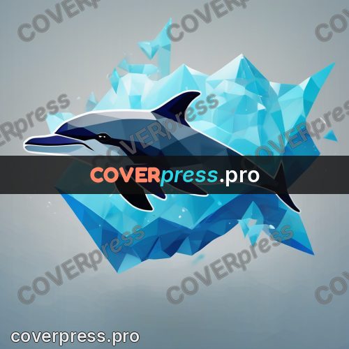Polygon illustration: dolphin among blue facets