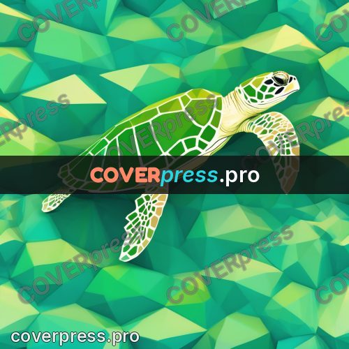 Polygon illustration: green turtle in the water