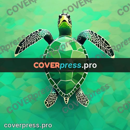 Polygon illustration: green turtle in the water