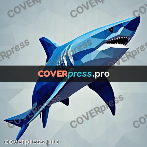 Polygon illustration: blue shark in the water