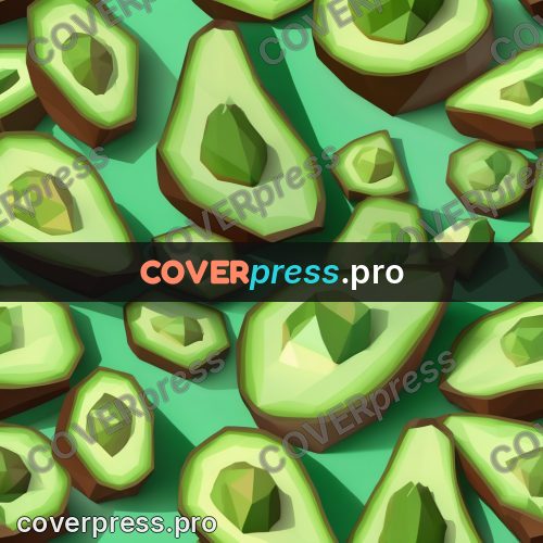 Polygon illustration: half avocado with a stone