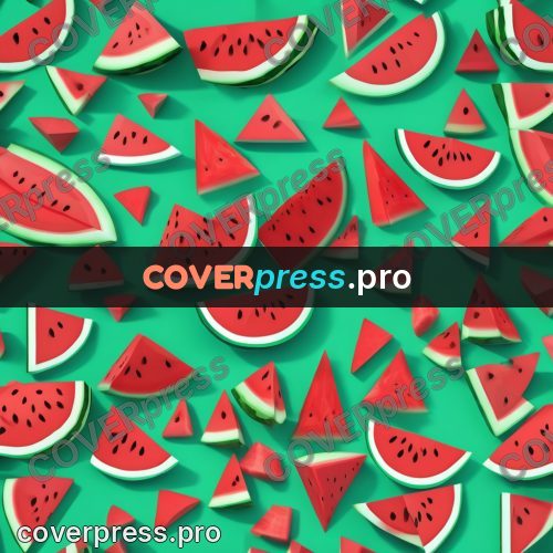 Polygon illustration: watermelon slice with seeds