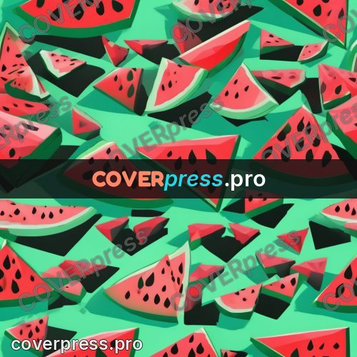 Polygon illustration: watermelon slice with seeds