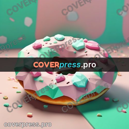 Polygon illustration: doughnut with pink icing