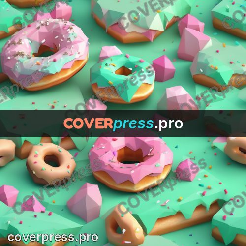 Polygon illustration: doughnut with pink icing