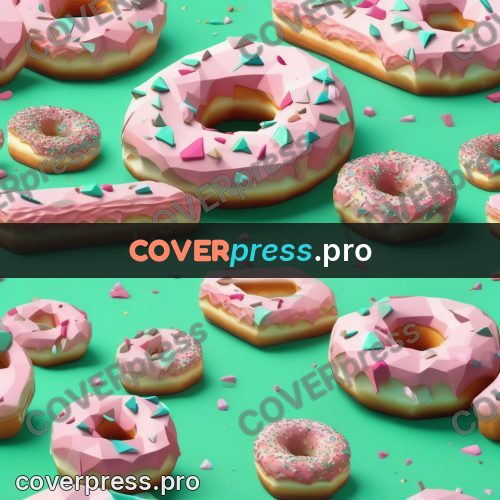 Polygon illustration: doughnut with pink icing