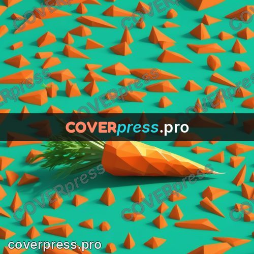 Polygon illustration: carrot with green tops