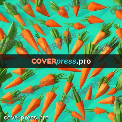 Polygon illustration: carrot with green tops