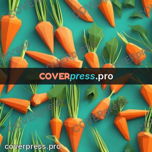 Polygon illustration: carrot with green tops