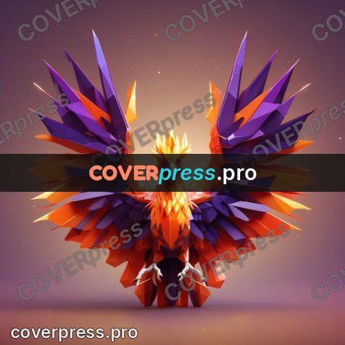 Polygon illustration: phoenix with open wings