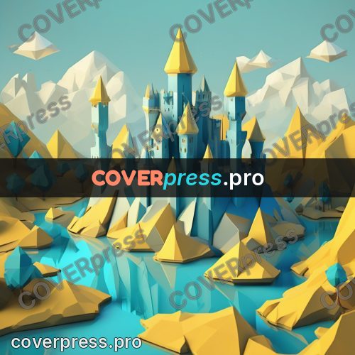 Polygon illustration: castle with sharp towers
