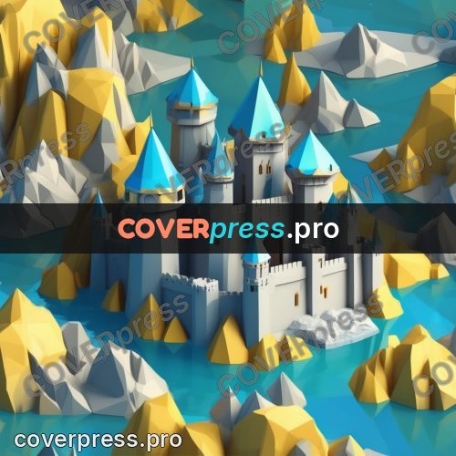 Polygon illustration: castle with sharp towers