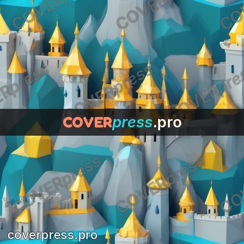 Polygon illustration: castle with sharp towers