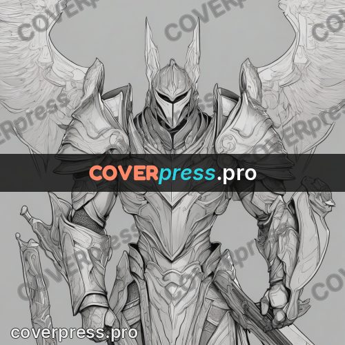 Anime line art: armour with a winged helm