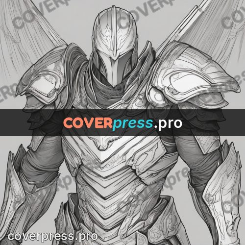 Anime line art: armour with a winged helm
