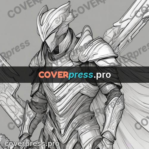 Anime line art: armour with a winged helm