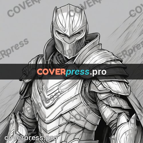 Anime line art: armour with a winged helm