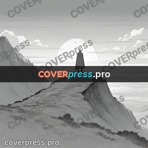 Anime line art: figure at a cliff edge