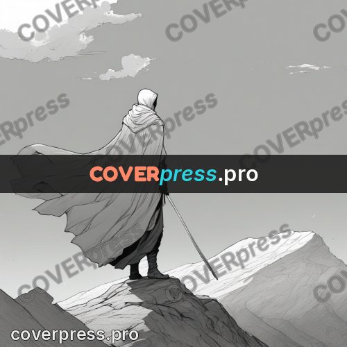 Anime line art: figure at a cliff edge