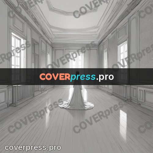 Anime line art: figure in a long dress