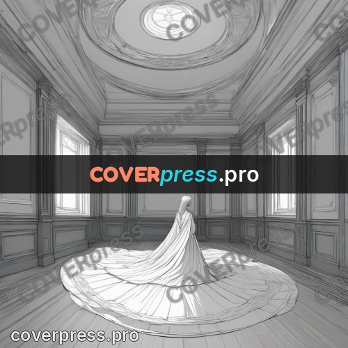 Anime line art: figure in a long dress