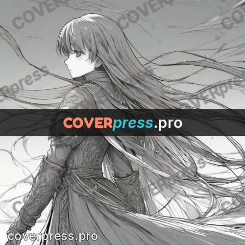 Anime line art: dress with a long train