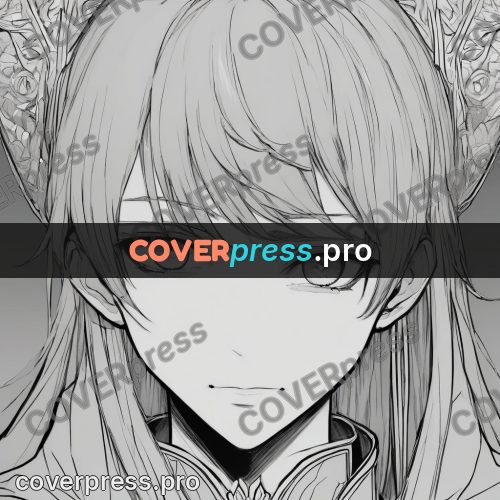 Anime line art: hero face with a fringe