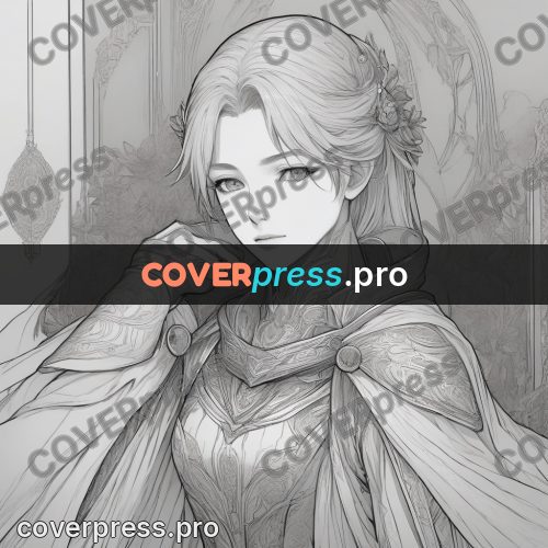 Anime line art: hero face with a fringe