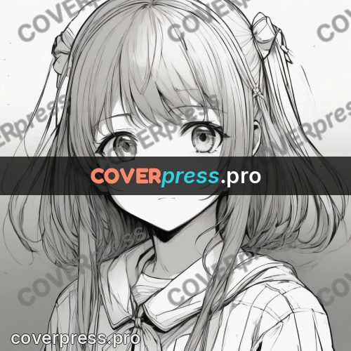 Anime line art: girl in school uniform